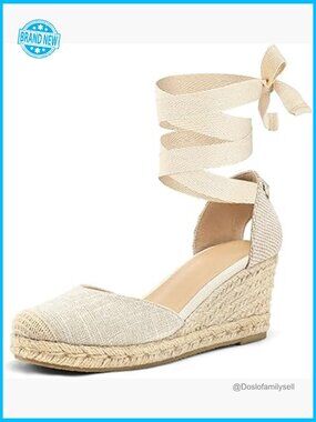 Platform Wedge Sandals Closed Toe Lace Up Ankle Strap Summer Shoes Chic
